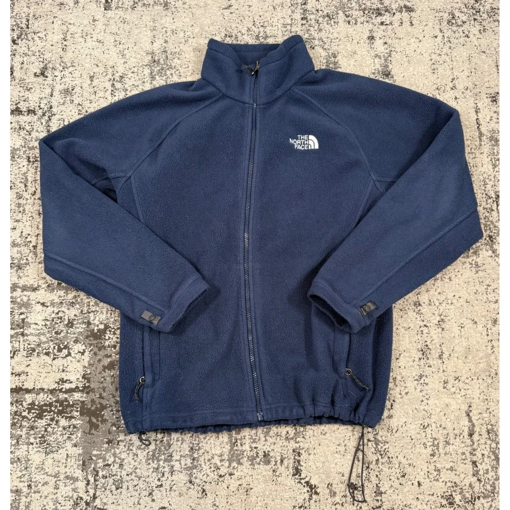 The North Face Mens M Navy Full Zip Fleece Jacket Mock Neck